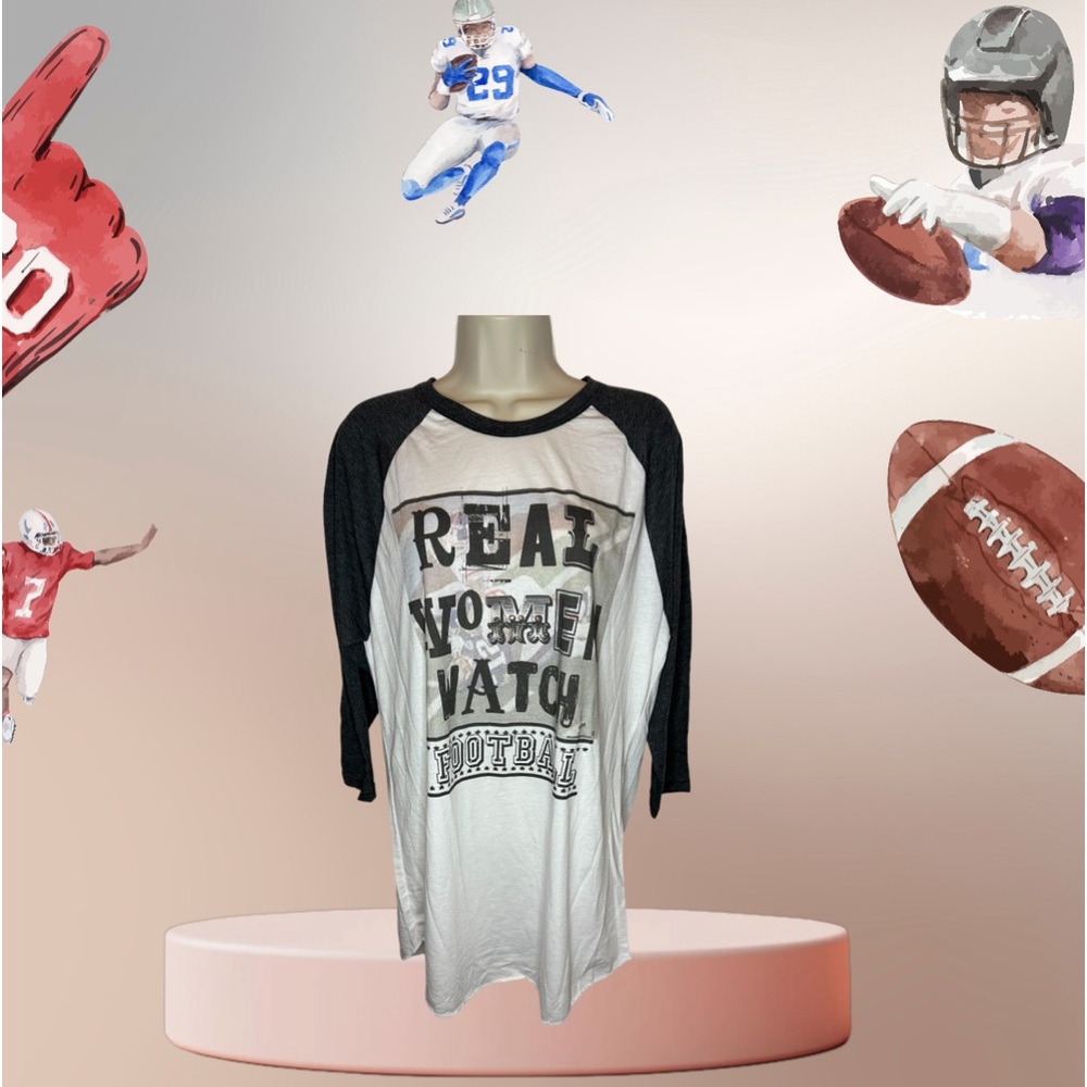Jersey Style 3/4 sleeve tshirt- Like New-Size Large Rounded Bottom with “Bling”!
